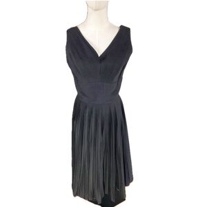 Jonathan Logan 1970's Pristine Vintage Black Cotton Dress s/m Swing Skirt